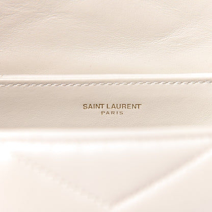 Saint Laurent Calfskin Y Quilted Monogram Toy Loulou Crossbody Bag Crema Soft 6 of 10