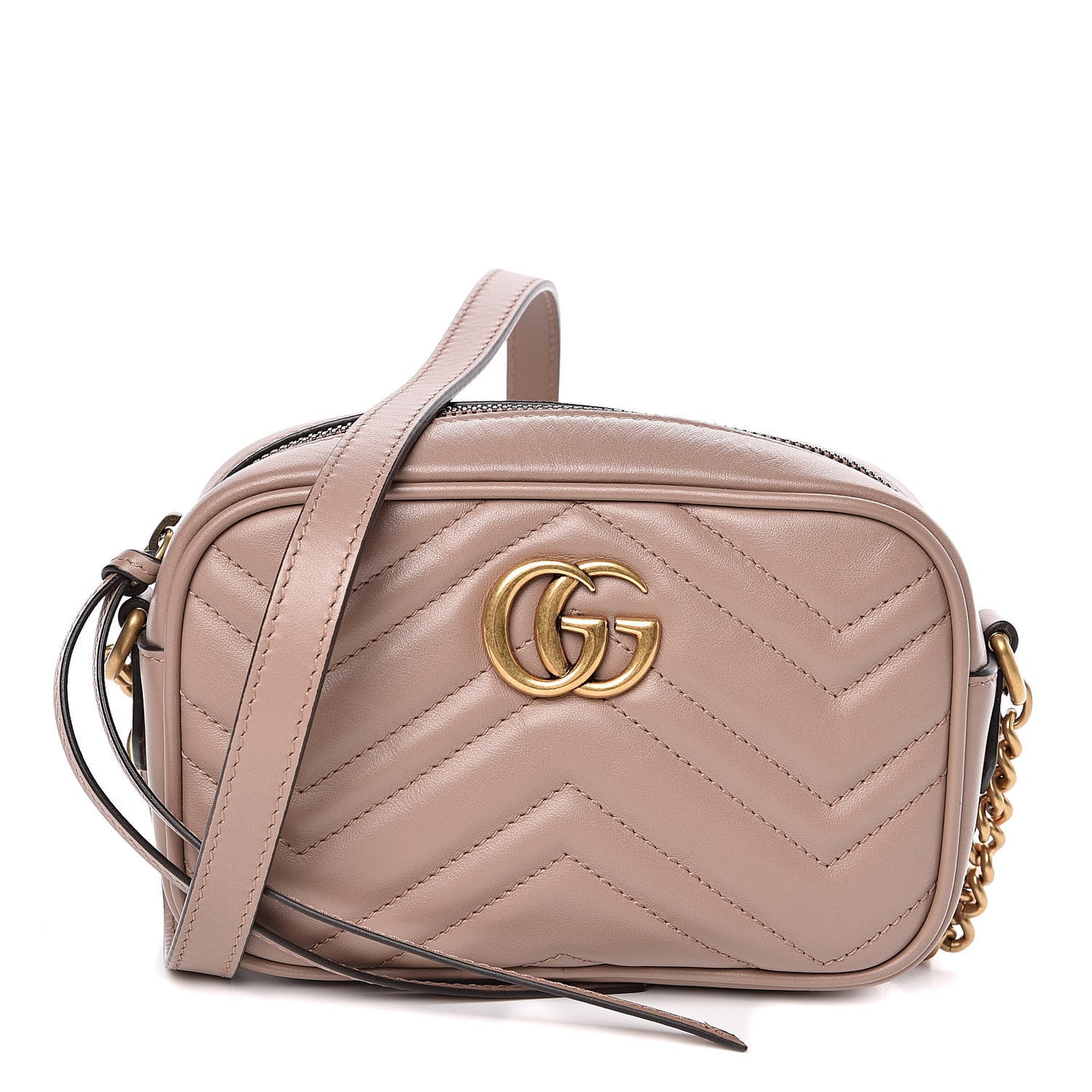 Calfskin Matelasse Mini GG Marmont Chain Shoulder Bag Porcelain Rose