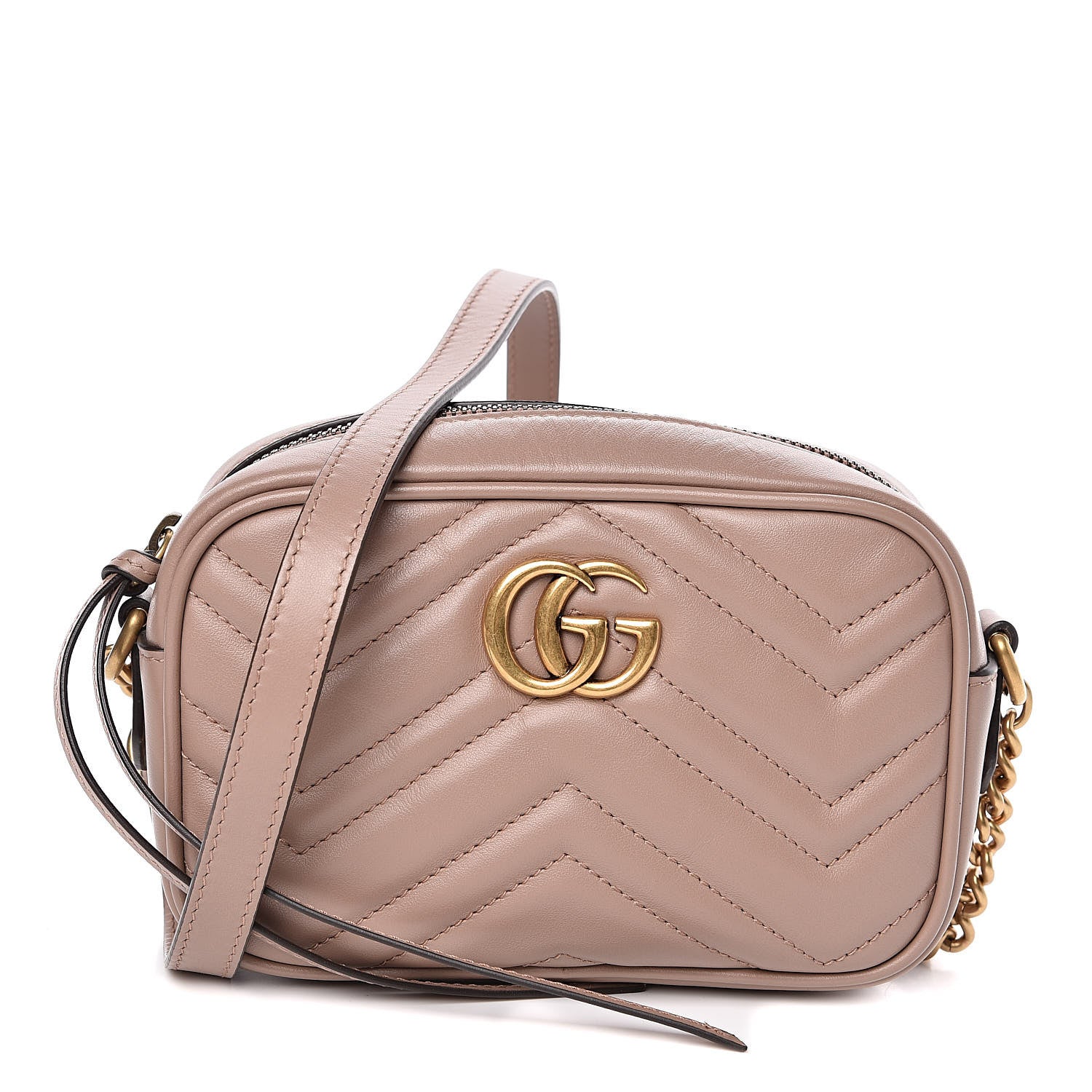 Gucci Calfskin Matelasse Mini GG Marmont Chain Shoulder Bag Porcelain Rose 1 of 10