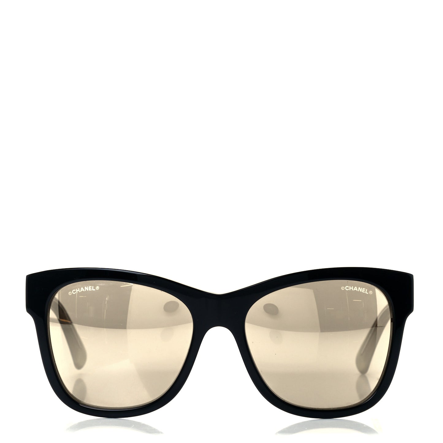 Acetate Mirrored Runway Square Sunglasses 5380 Black Gold