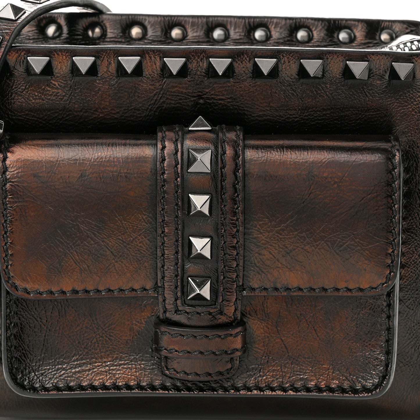 Craquele Calfskin Mini Guitar Flap Pocket Shoulder Bag Black