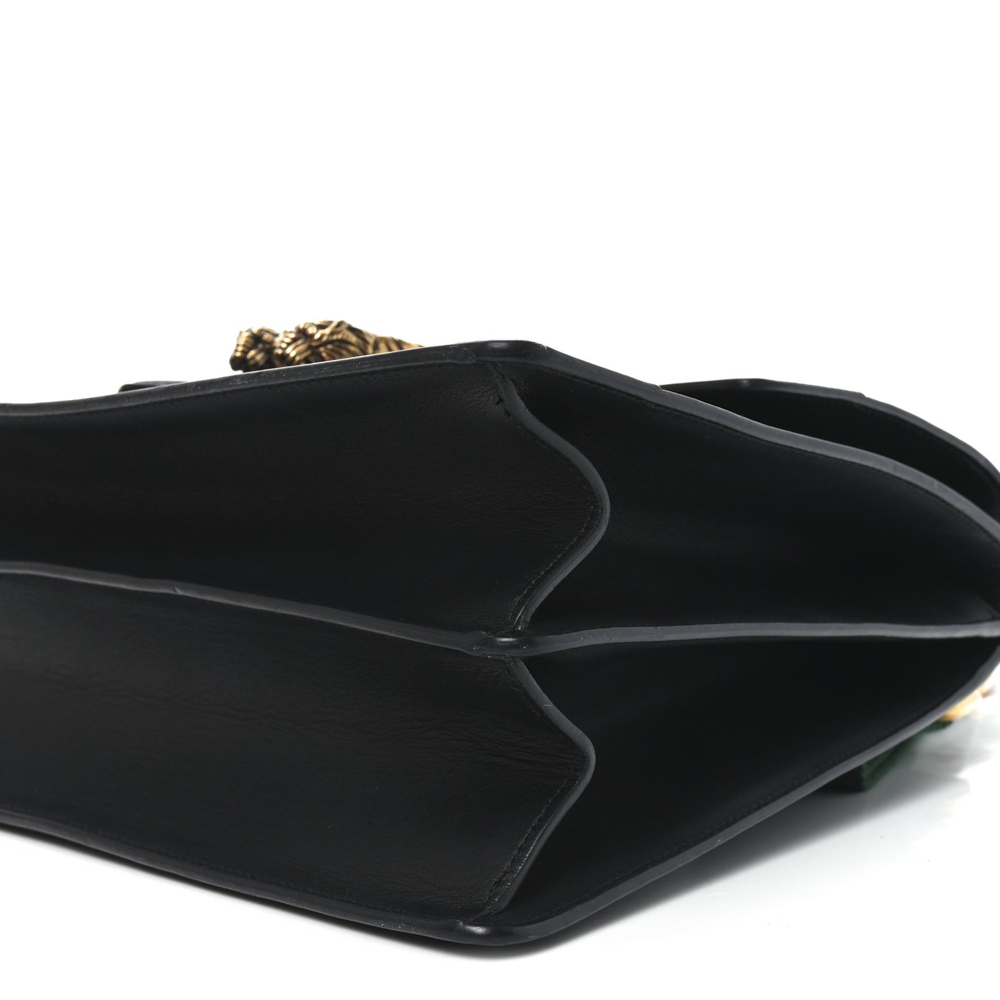 Calfskin Bamboo Web Large Dionysus Top Handle Bag Black Bright Evergreen Hibiscus Red