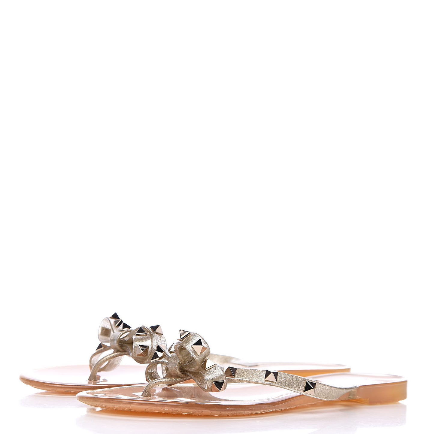 PVC Jelly Glitter Rockstud Bow Thong Sandals 40 Oro