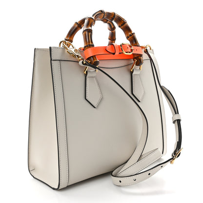 Gucci Wonka Grain Calfskin Small Diana Tote Bag Mystic White Orange Fluo 3 of 12