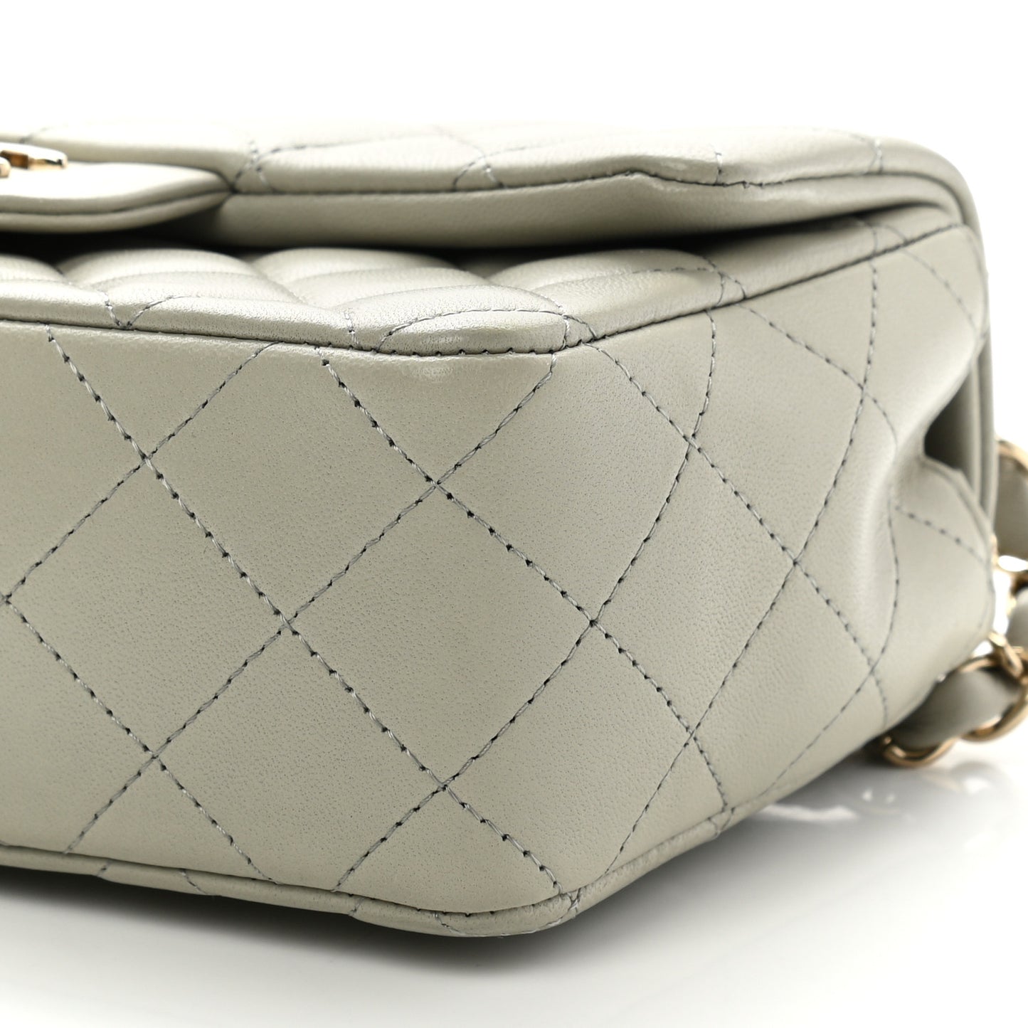 Lambskin Quilted Mini Rectangular Flap Grey
