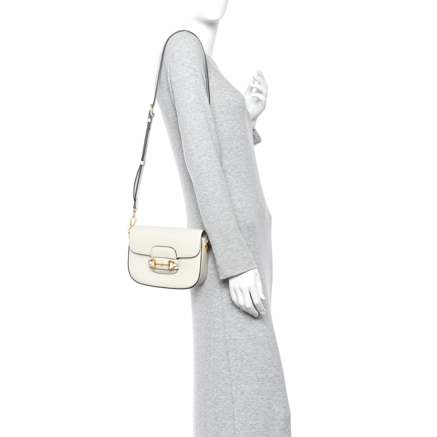 Gucci Azalea Calfskin Horsebit 1955 Shoulder Bag Mystic White 2 of 15