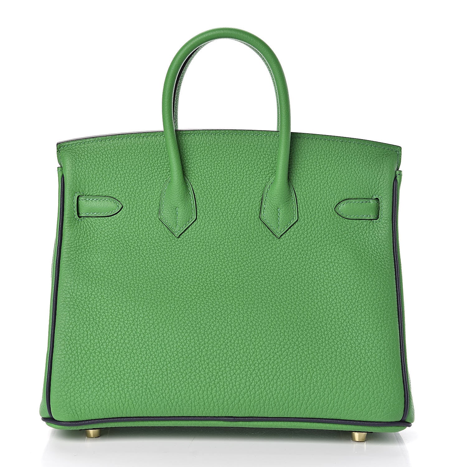 Hermes Togo Bi Color Horseshoe Birkin 25 Bambou Bleu Nuit 4 of 37