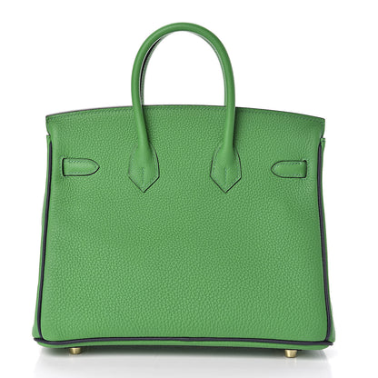 Hermes Togo Bi Color Horseshoe Birkin 25 Bambou Bleu Nuit 4 of 37