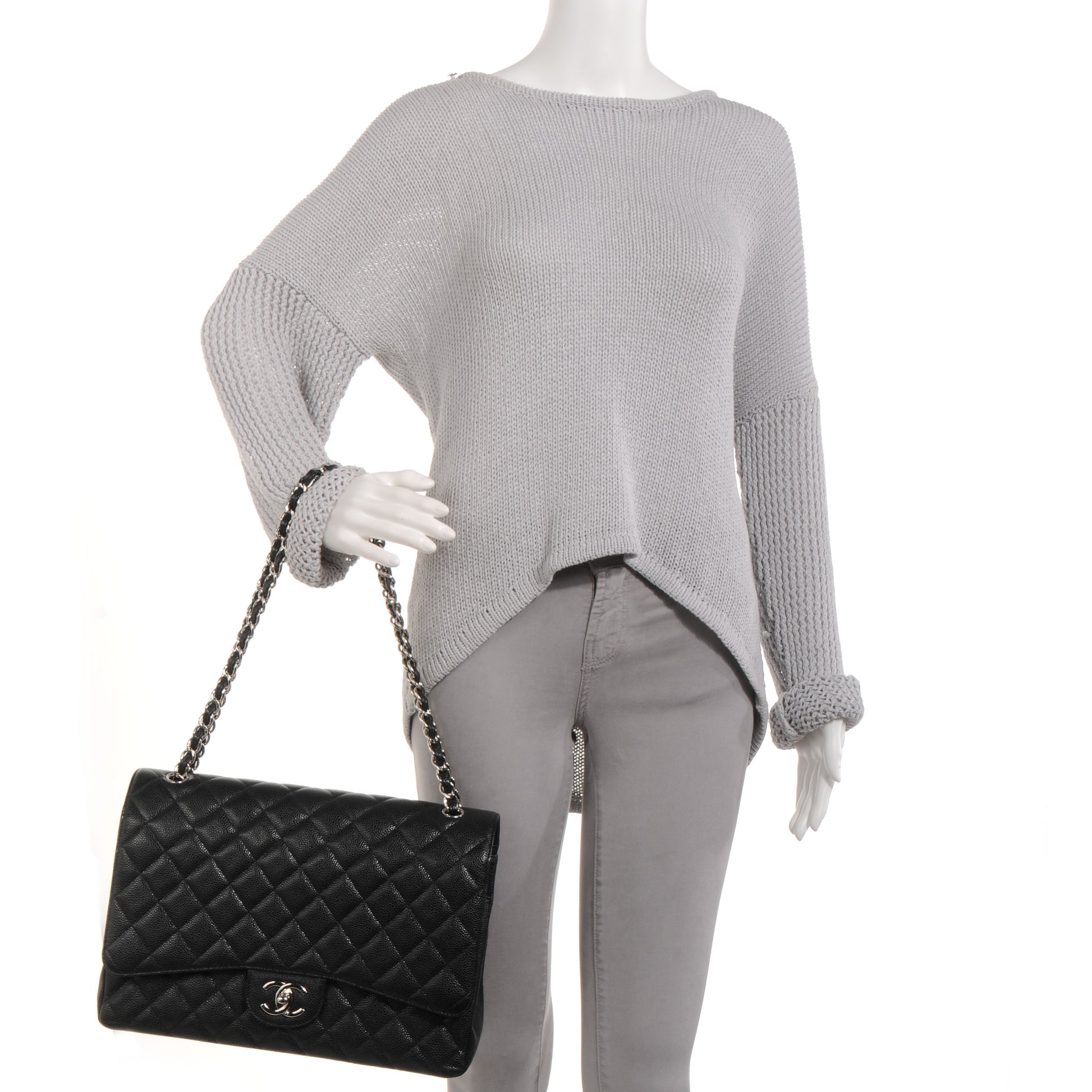Chanel Caviar Quilted Maxi Double Flap Black 2 of 8