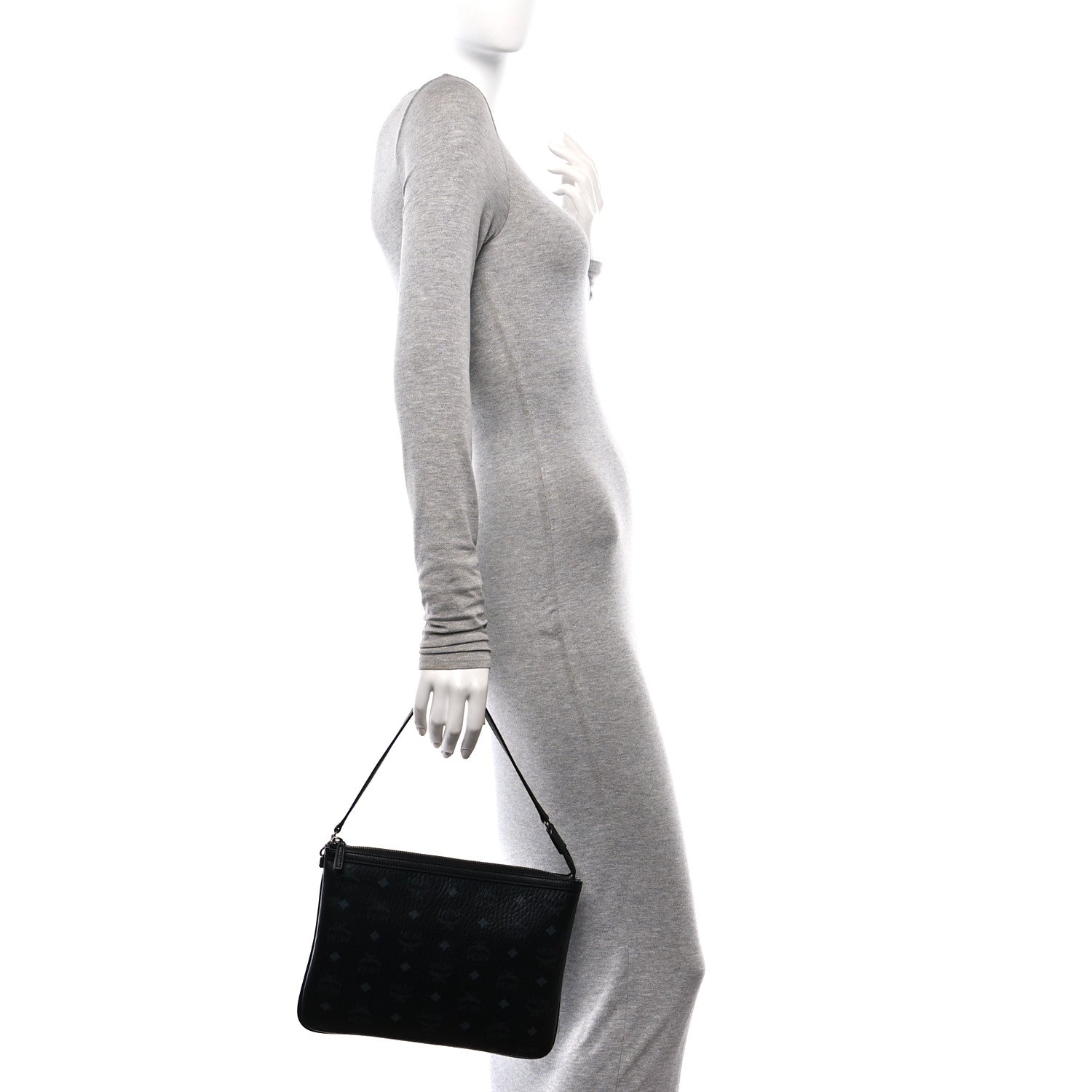 MCM Visetos Liz Shopper Tote Pouch Black 2 of 11