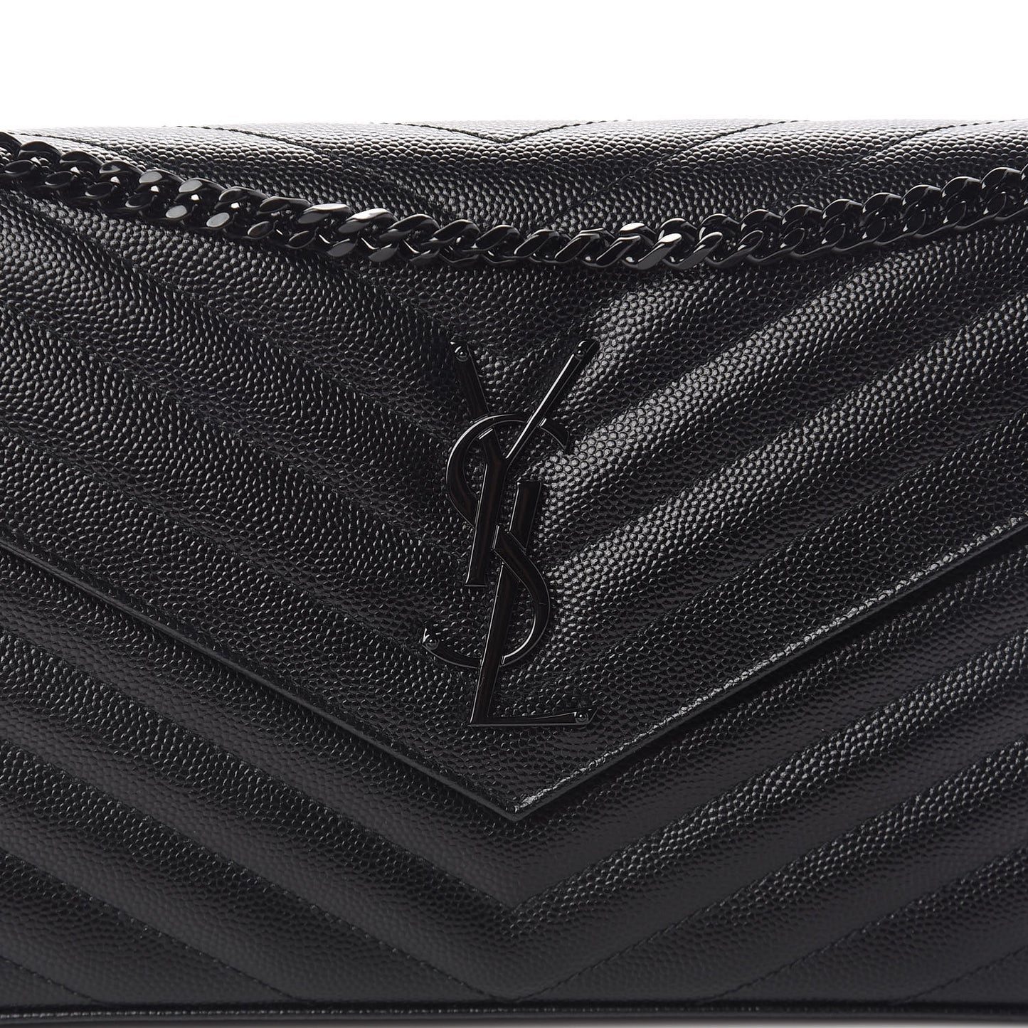 Grain De Poudre Matelasse Chevron Monogram Chain Wallet Black