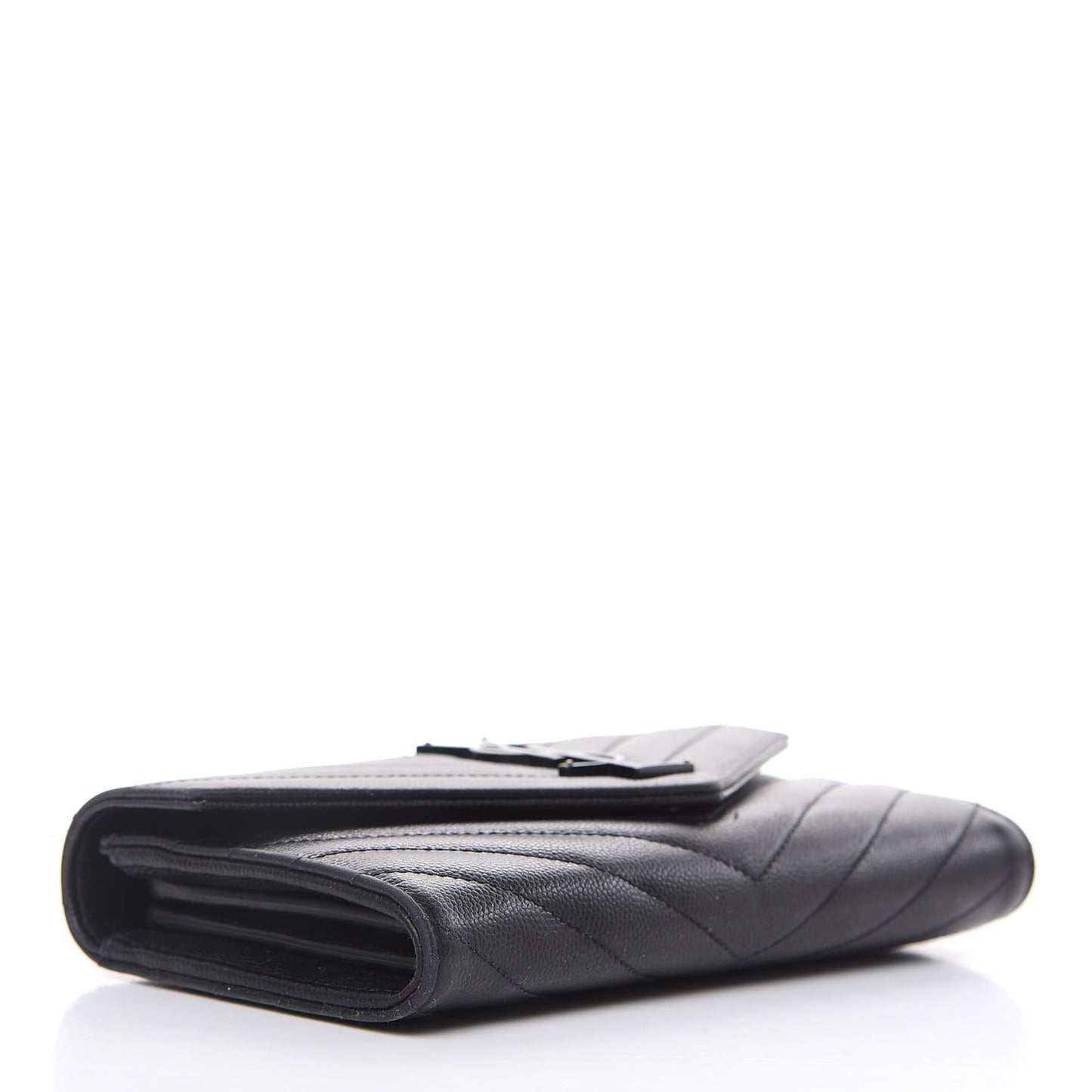 Grain De Poudre Matelasse Chevron Monogram Flap Wallet Black