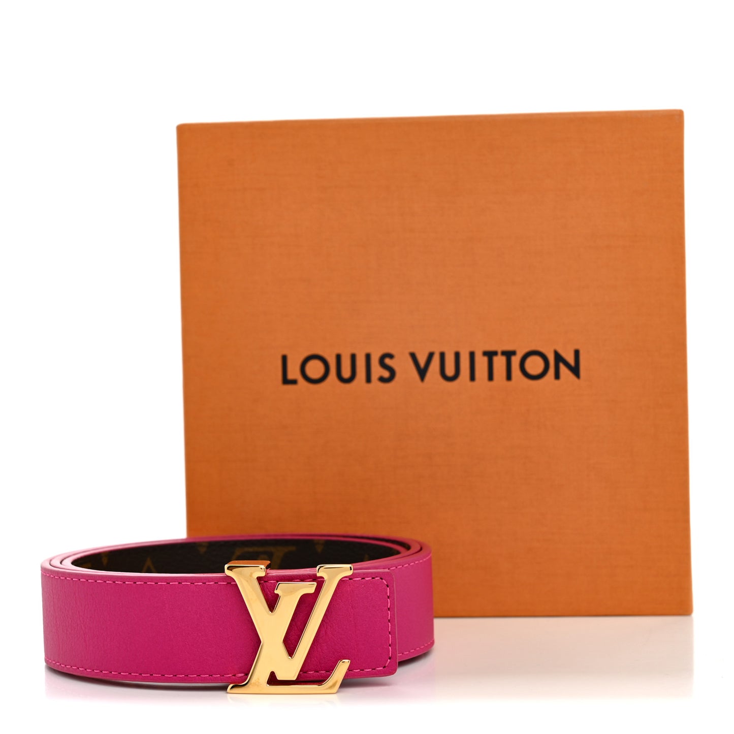 Calfskin Monogram 30mm LV Initiales Reversible Belt 90 36 Fuchsia