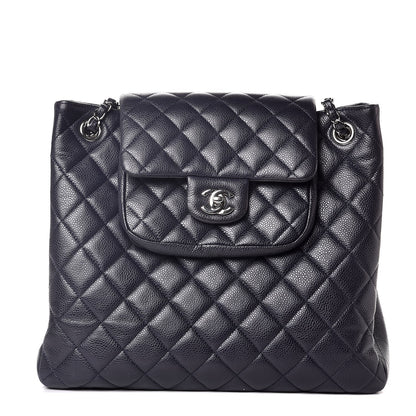 Chanel Caviar Quilted Flap Tote Marine 1 of 8