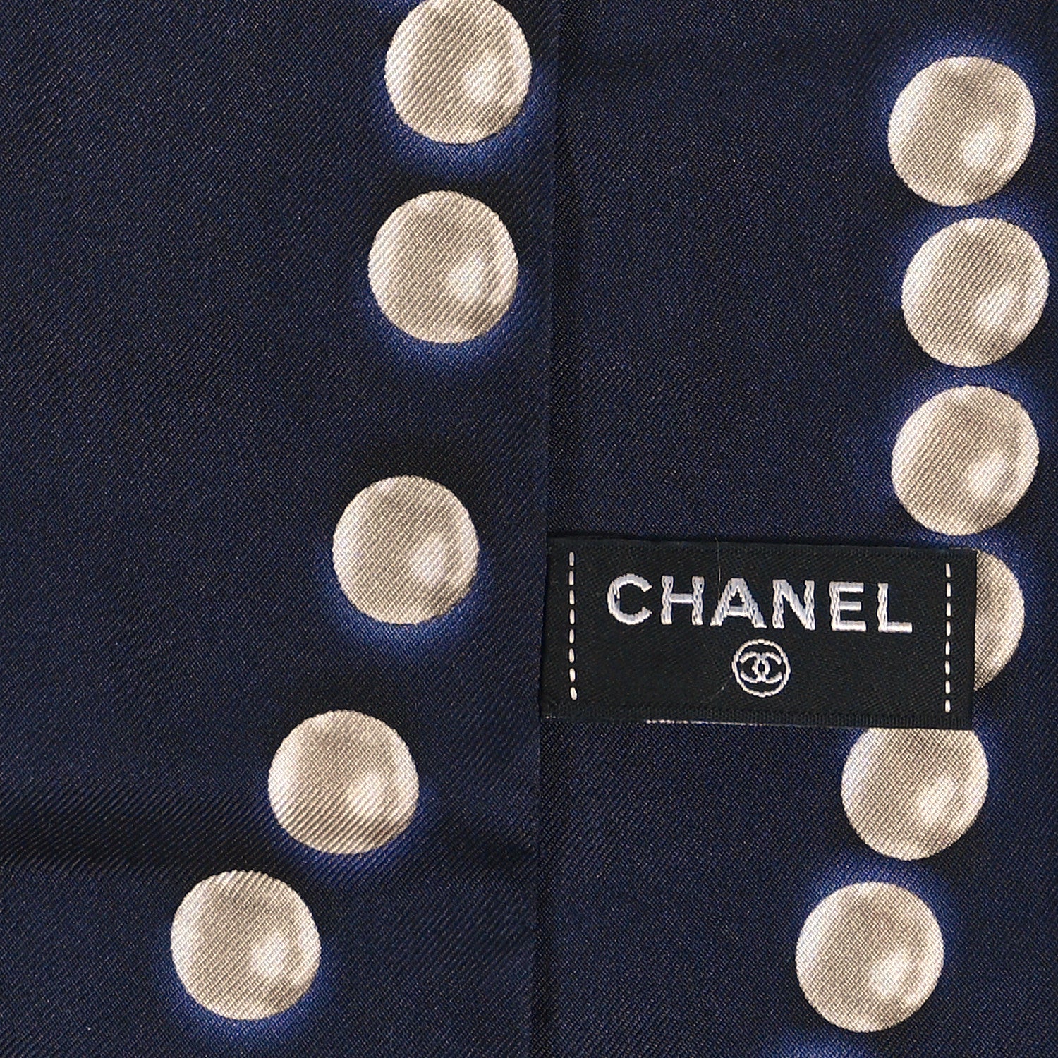 Chanel Silk Pearl CC Slim Bandeau Scarf Dark Navy 3 of 4