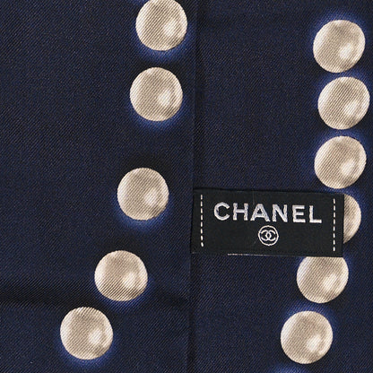 Chanel Silk Pearl CC Slim Bandeau Scarf Dark Navy 3 of 4