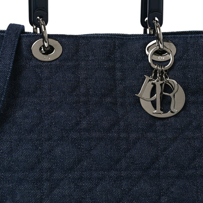Christian Dior Denim Cannage Large Soft Lady Dior Tote Blue 8 of 10