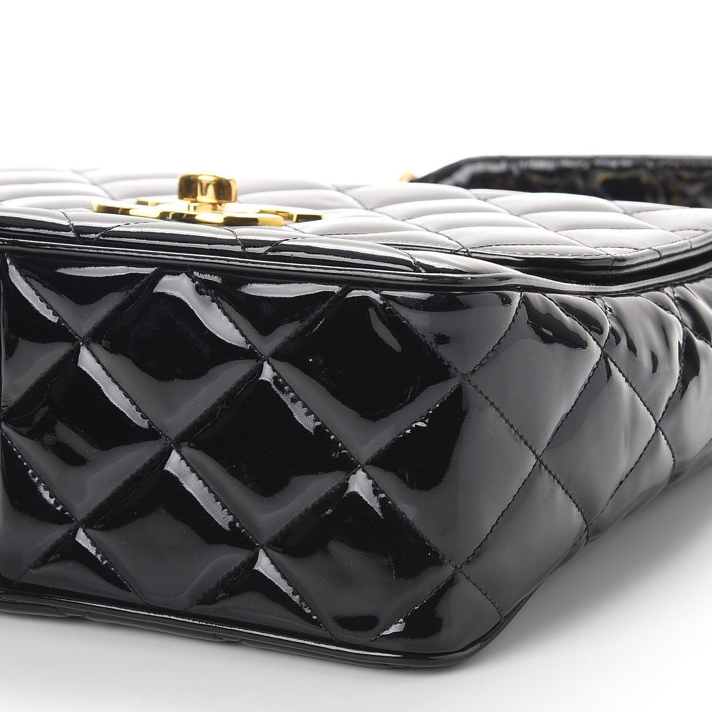 Patent Quilted Medium Single Flap Black