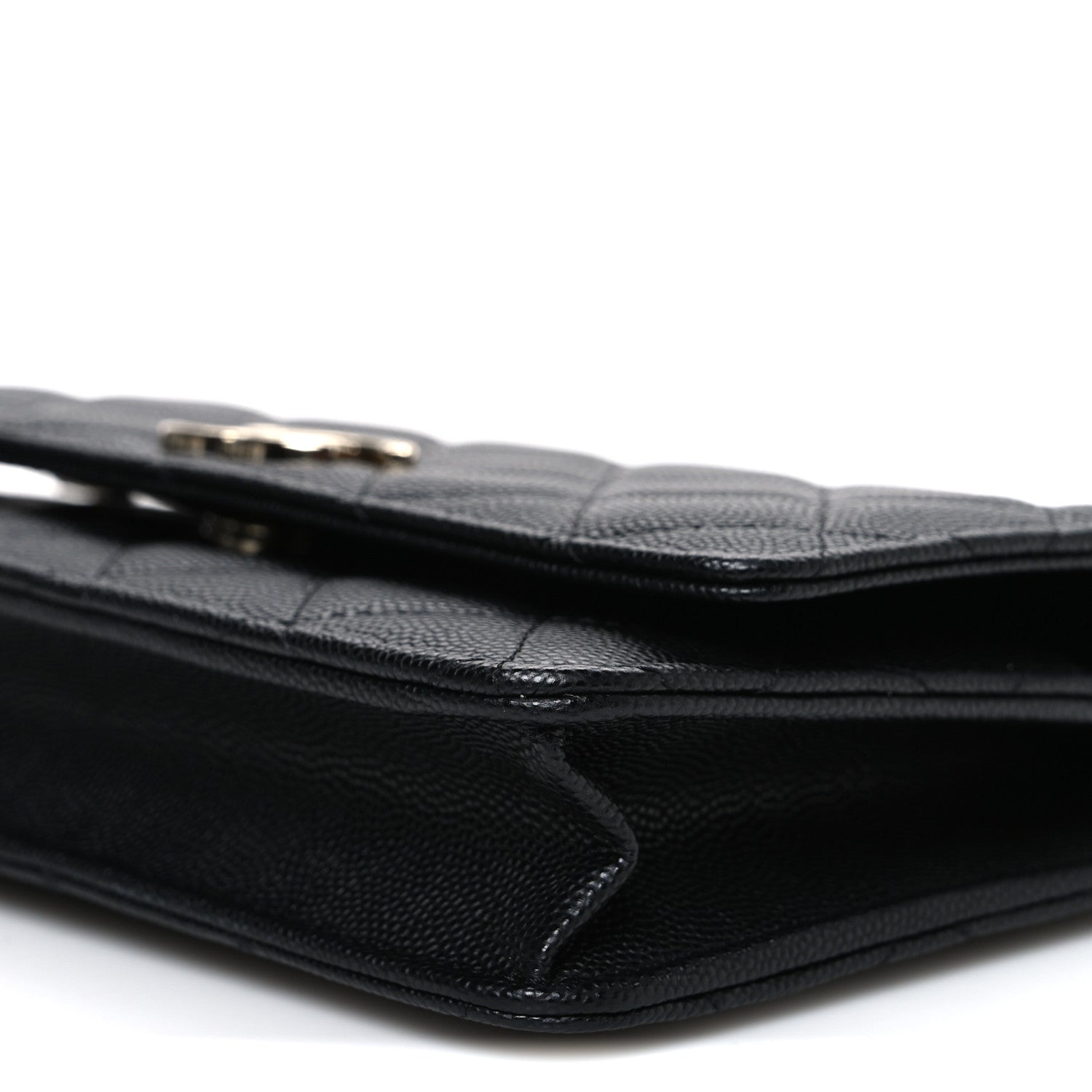 Chanel Caviar Quilted Striated CC Wallet On Chain WOC Black 10 of 11