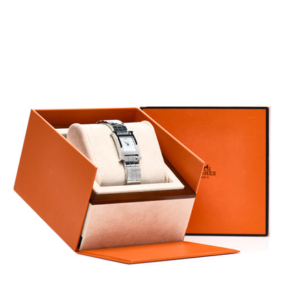 Hermes Stainless Steel Diamond Mother of Pearl 21mm Heure H Hour Quartz Watch 5 of 5