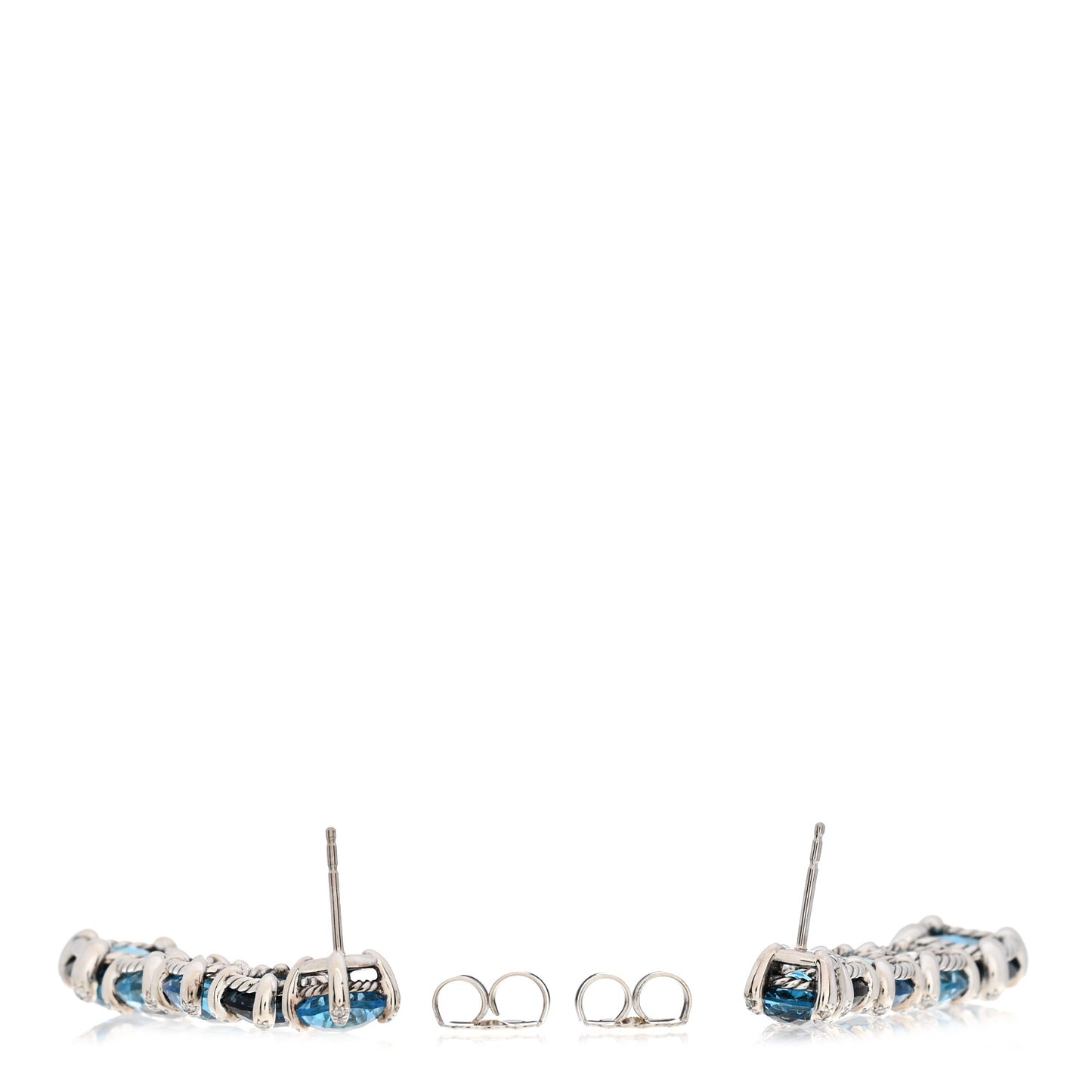 Sterling Silver Diamond Blue Topaz Chatelaine Long Drop Earrings
