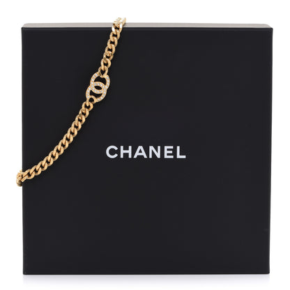 Chanel Crystal Chain Link CC Choker Necklace Gold 6 of 6