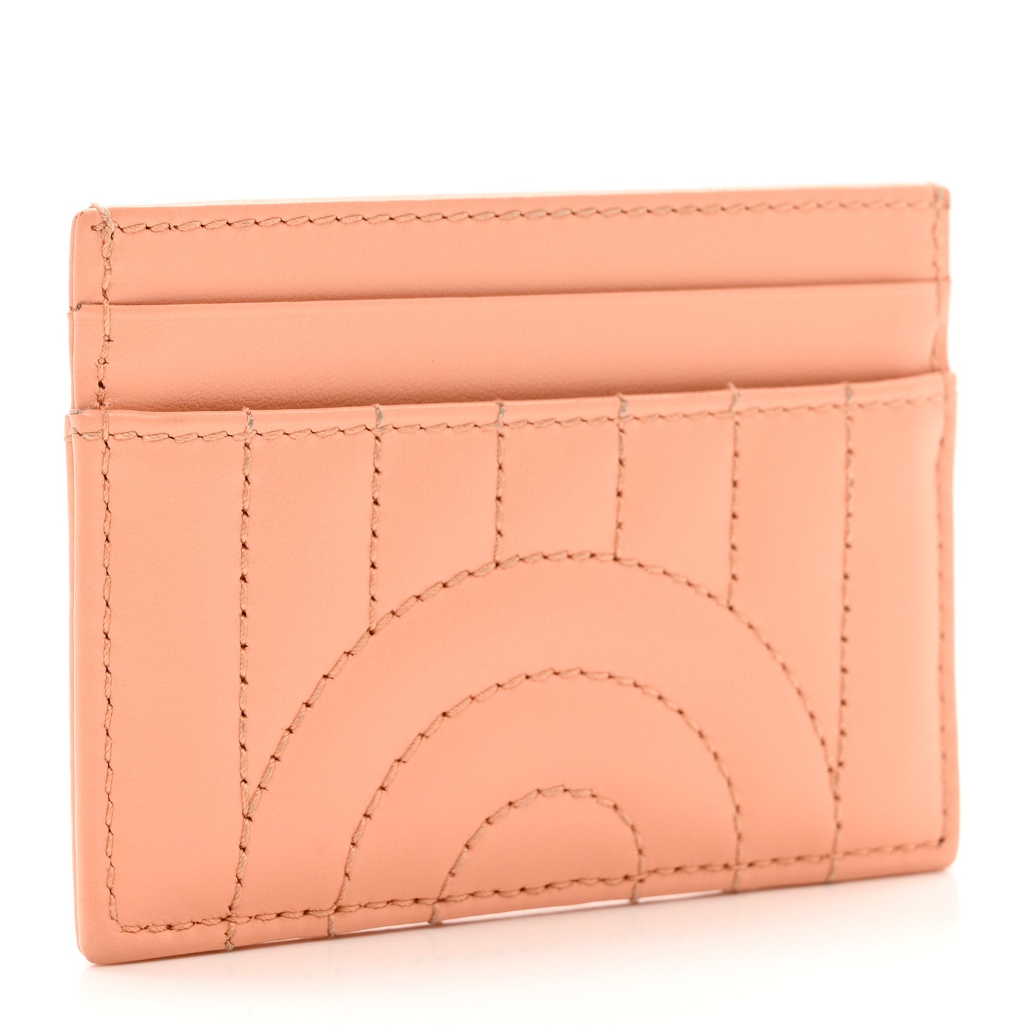Calfskin Vertical Ring Matelasse GG Marmont Card Holder Peachy Chic