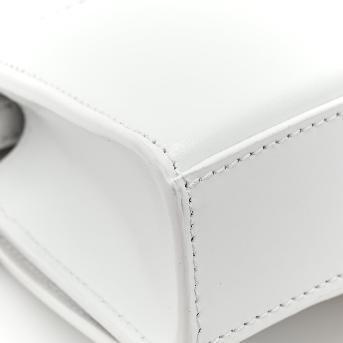 Shiny Box Calfskin Hourglass Chain Bag White