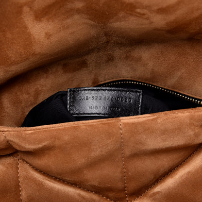 Saint Laurent Suede Calfskin Quilted Small Loulou Puffer Monogram Chain Satchel Cinnamon 8 of 9