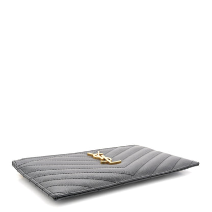 Saint Laurent Grain De Poudre Chevron Monogram Bill Pouch Black 4 of 10