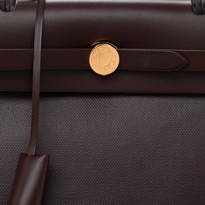 Hermes Toile H Berline Vache Hunter Herbag Zip PM 31 Cassis Ecru Black Rouge Sellier 10 of 12