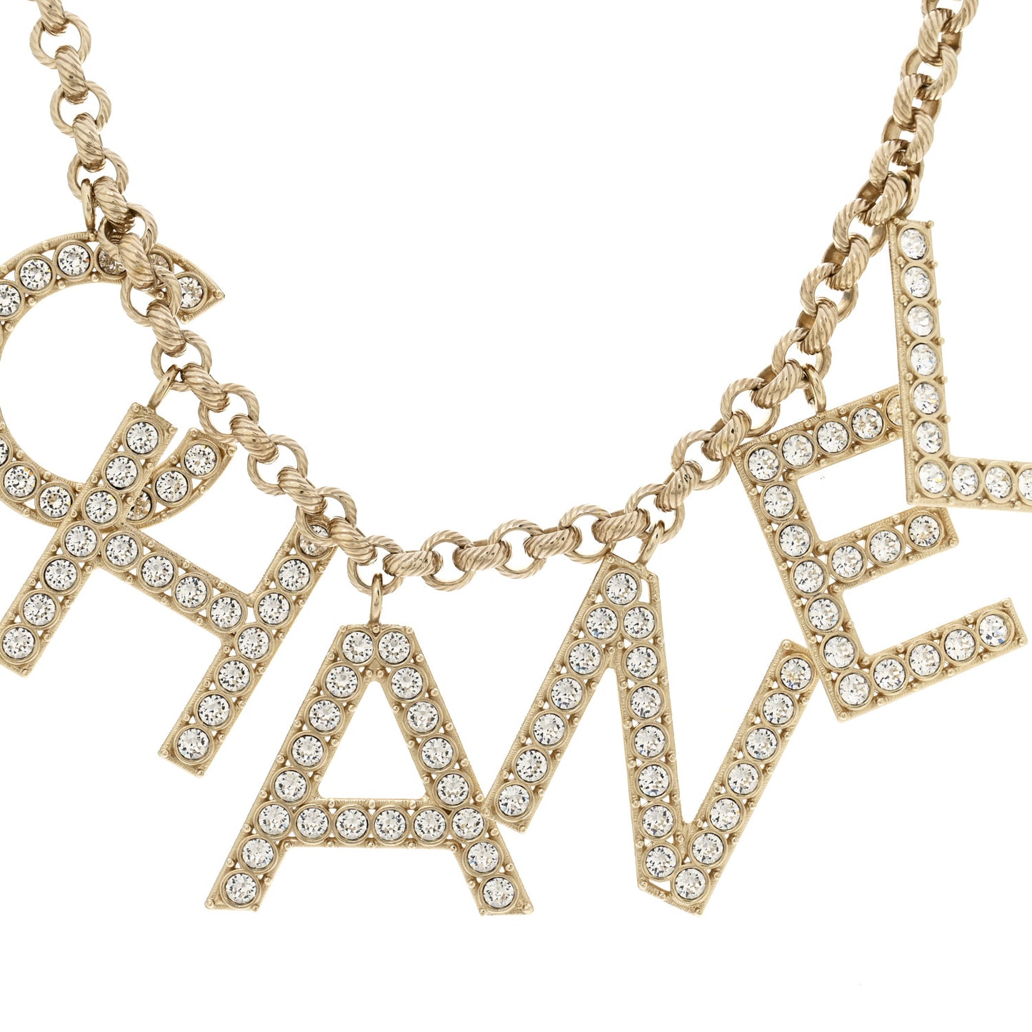Crystal City of Lights Letter Chain Necklace Gold