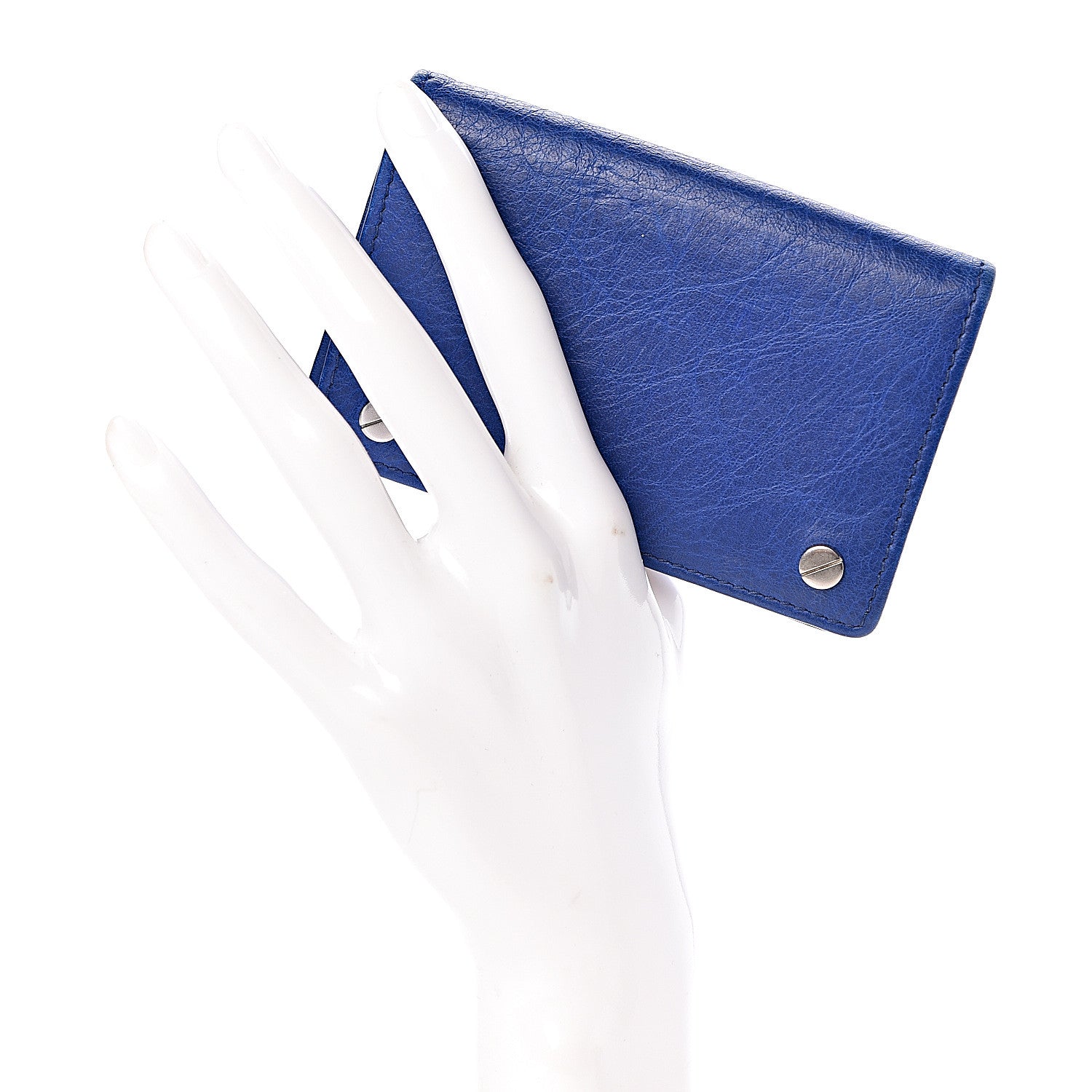 Balenciaga Agneau Arena Nappa Glover Flap Card Case Bleu Cobalt 2 of 8