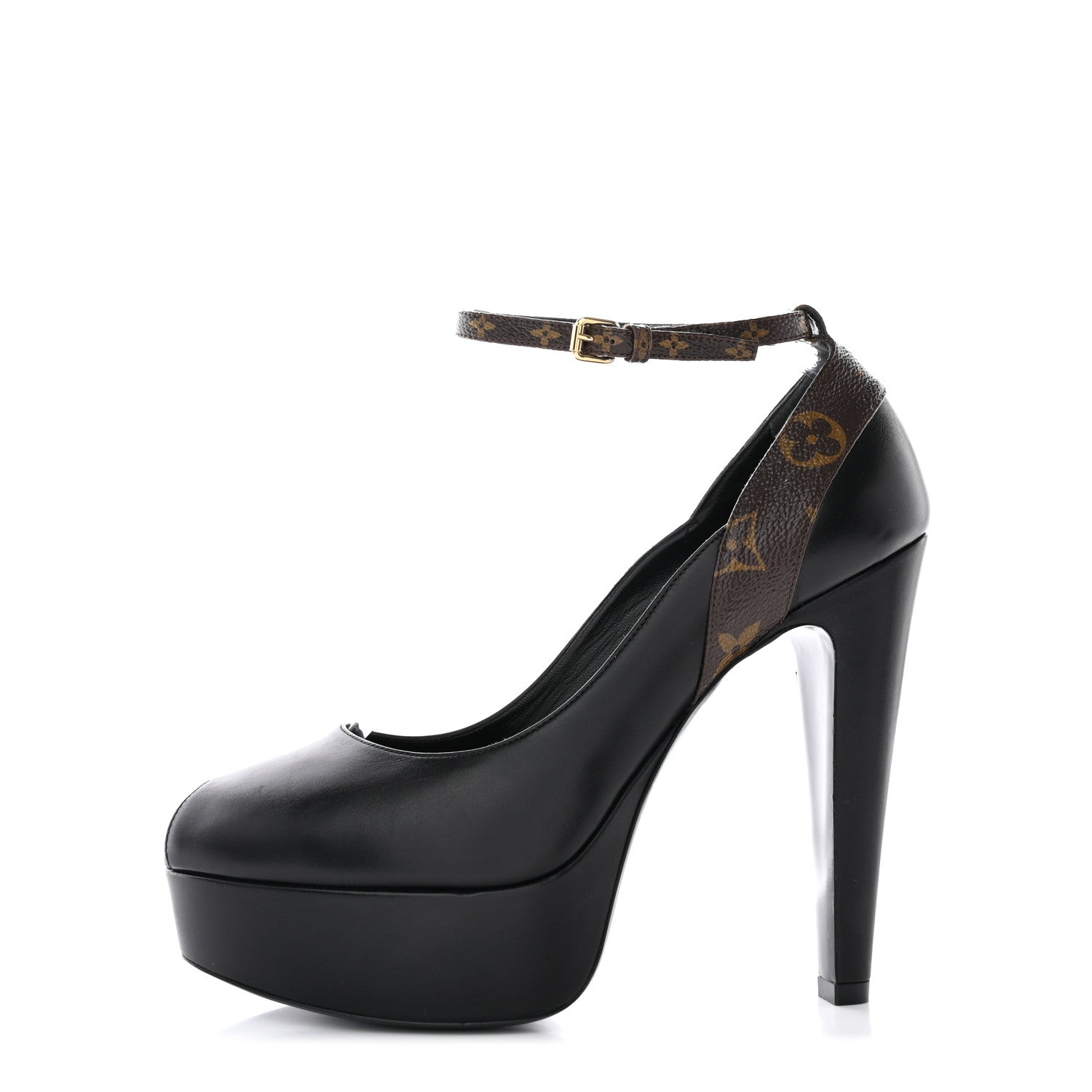 Louis Vuitton Calfskin Monogram Afterglow Platform Pumps 39.5 Black 1 of 13