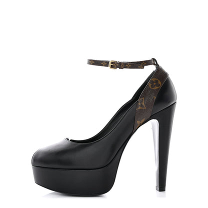 Louis Vuitton Calfskin Monogram Afterglow Platform Pumps 39.5 Black 1 of 13
