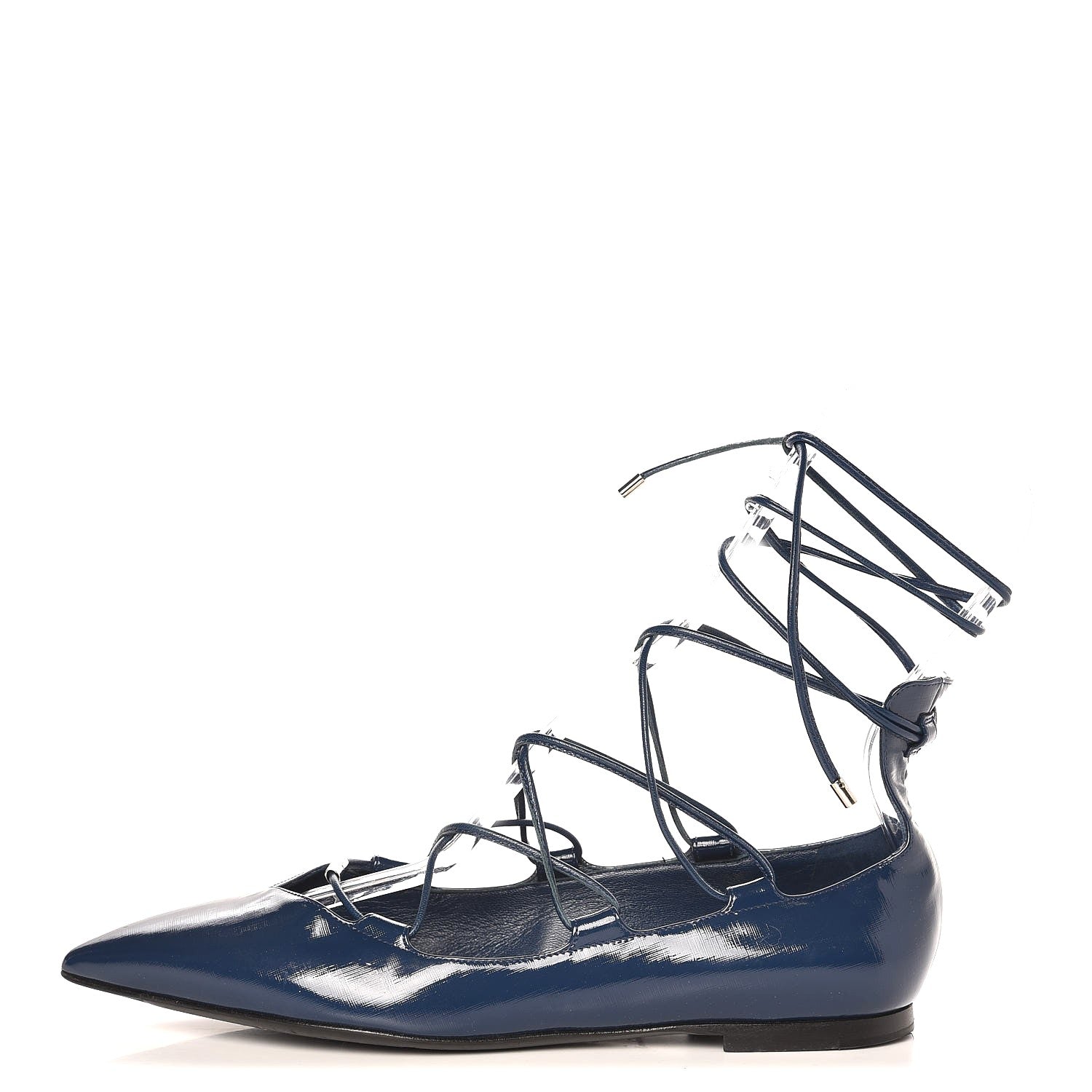 Louis Vuitton Patent Calfskin Cover Girl Flats 38 Navy 1 of 10