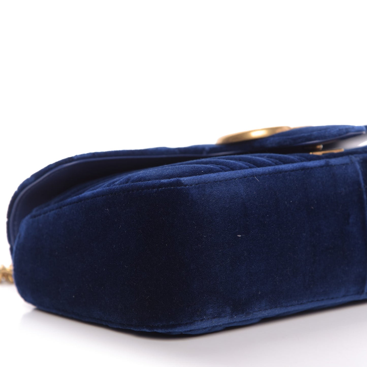 Velvet Matelasse Small GG Marmont Shoulder Bag Cobalt Blue