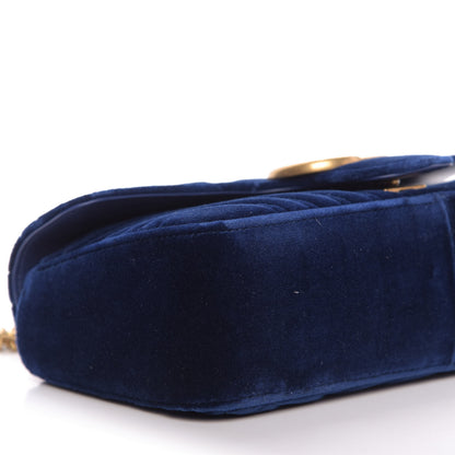 Gucci Velvet Matelasse Small GG Marmont Shoulder Bag Cobalt Blue 7 of 10