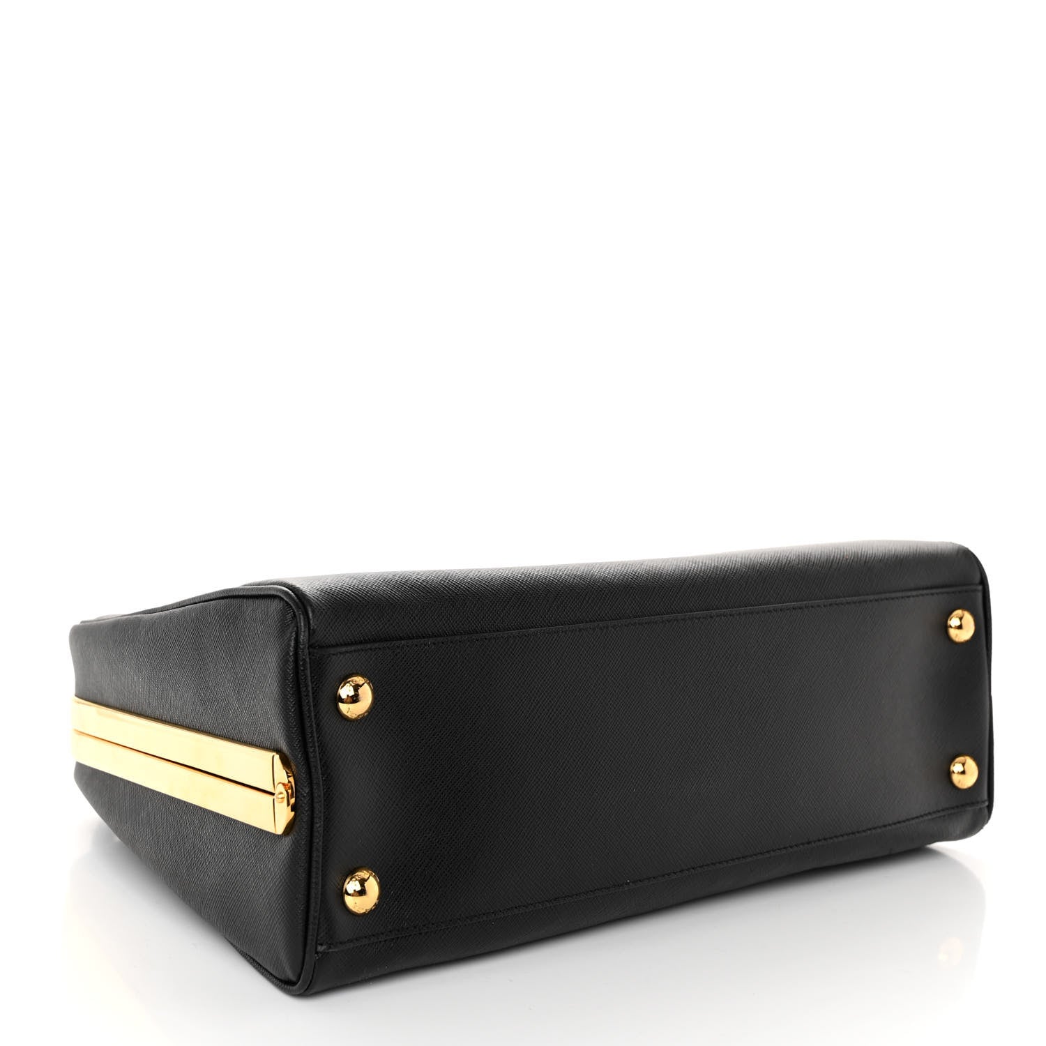 Prada Saffiano Vernice Pyramid Bag Black 4 of 9