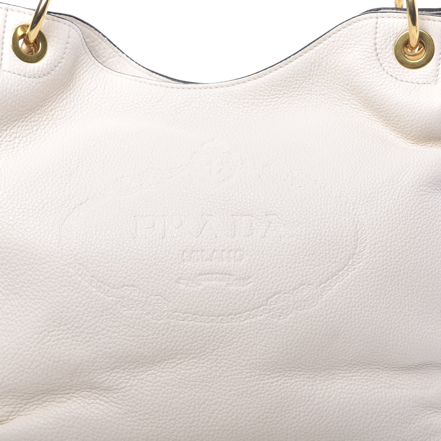 Prada Vitello Phenix Embossed Logo Hobo White 8 of 10