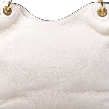 Prada Vitello Phenix Embossed Logo Hobo White 8 of 10