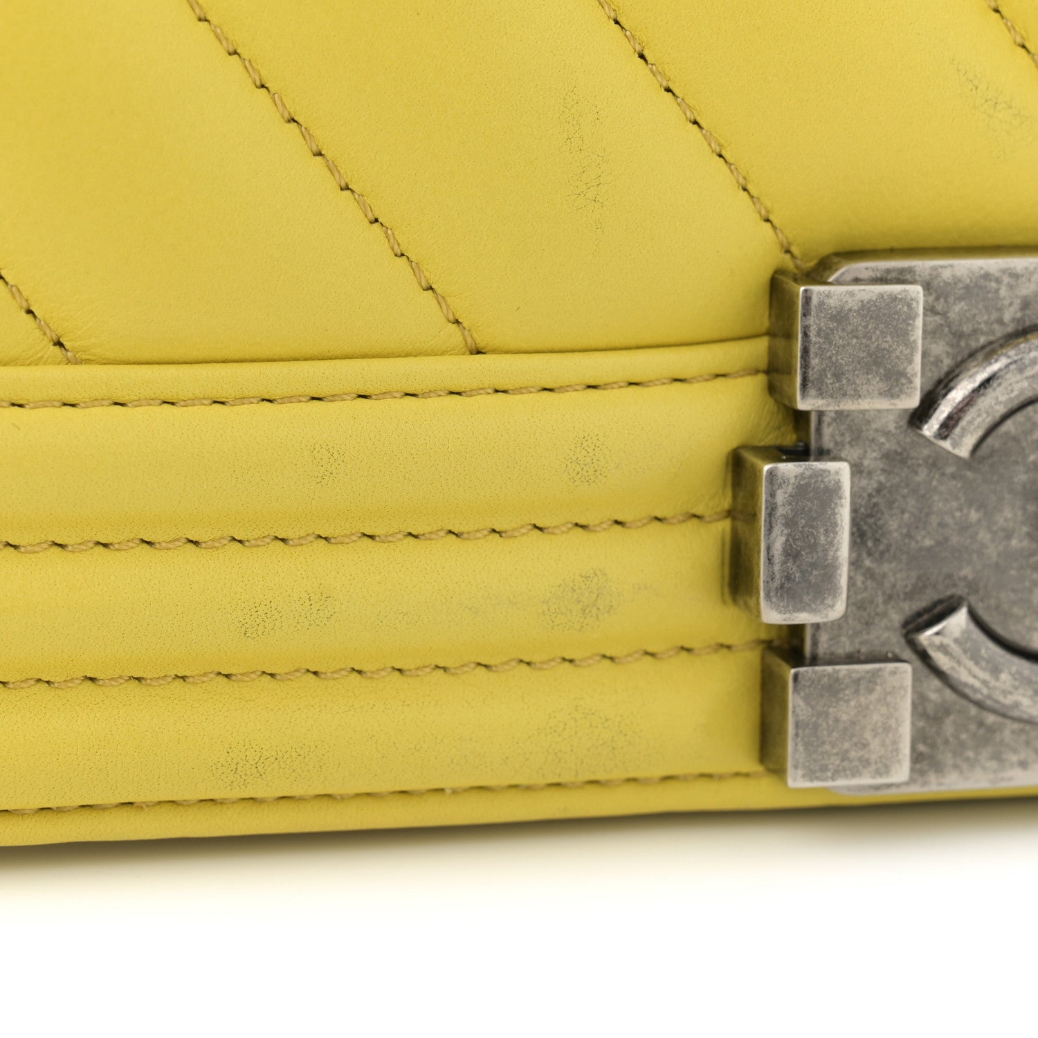 Chanel Calfskin Chevron Quilted Medium Boy Flap Yellow 14 of 14