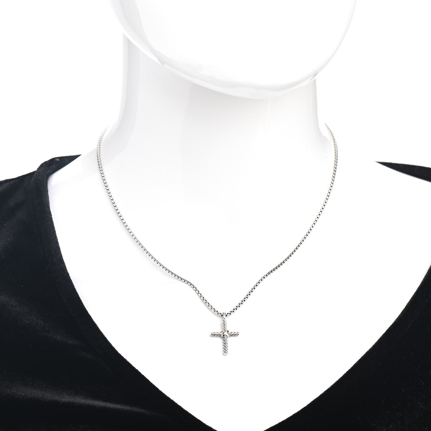 David Yurman Sterling Silver 14K Yellow Gold Petite X Cross Pendant Necklace 2 of 4