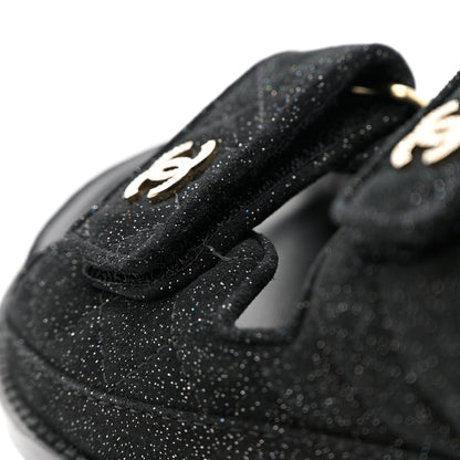 Chanel Suede Calfskin Glitter Crystal Velcro Dad Sandals 35 Black 9 of 10
