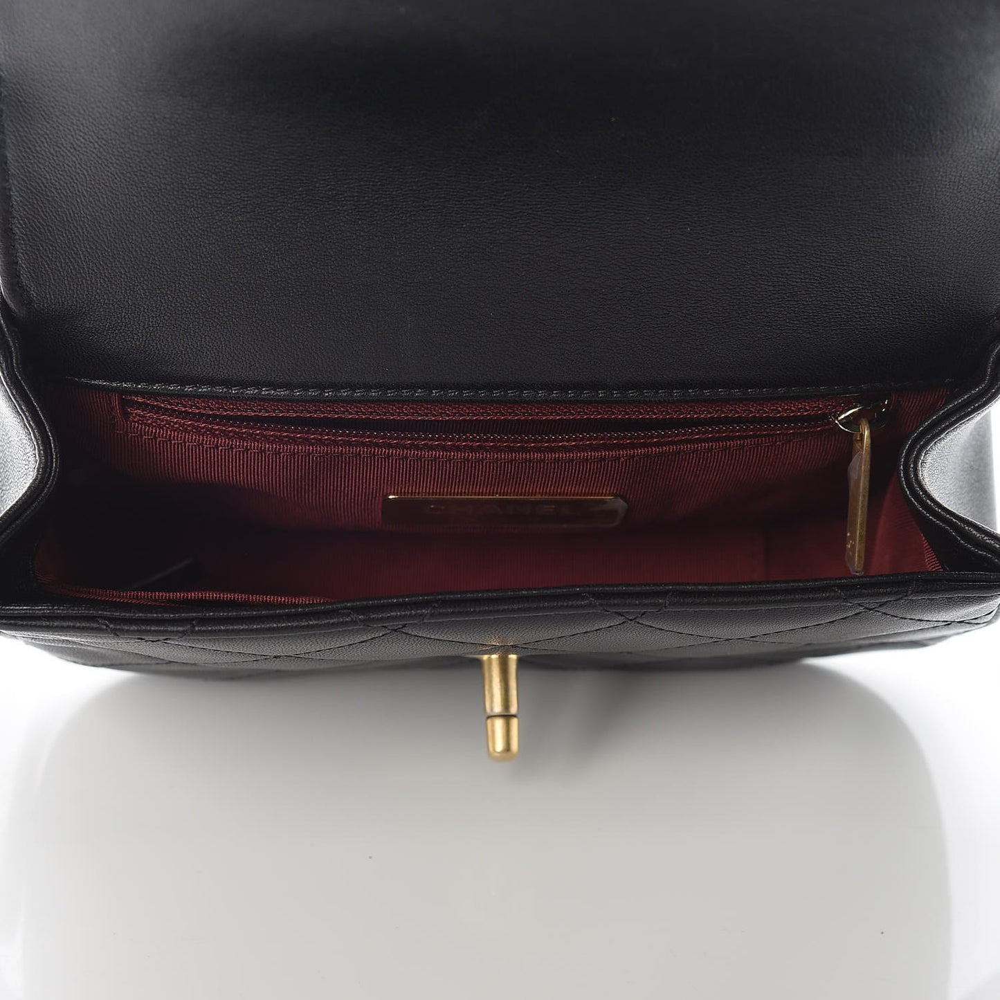 Lambskin Quilted Chain Infinity Waist Belt Bag Black