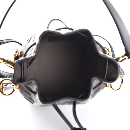 Fendi Vitello Liberty F is Fendi Bi-Color FF 1974 Embossed Mini Mon Tresor Bucket Bag Maya Black 5 of 8