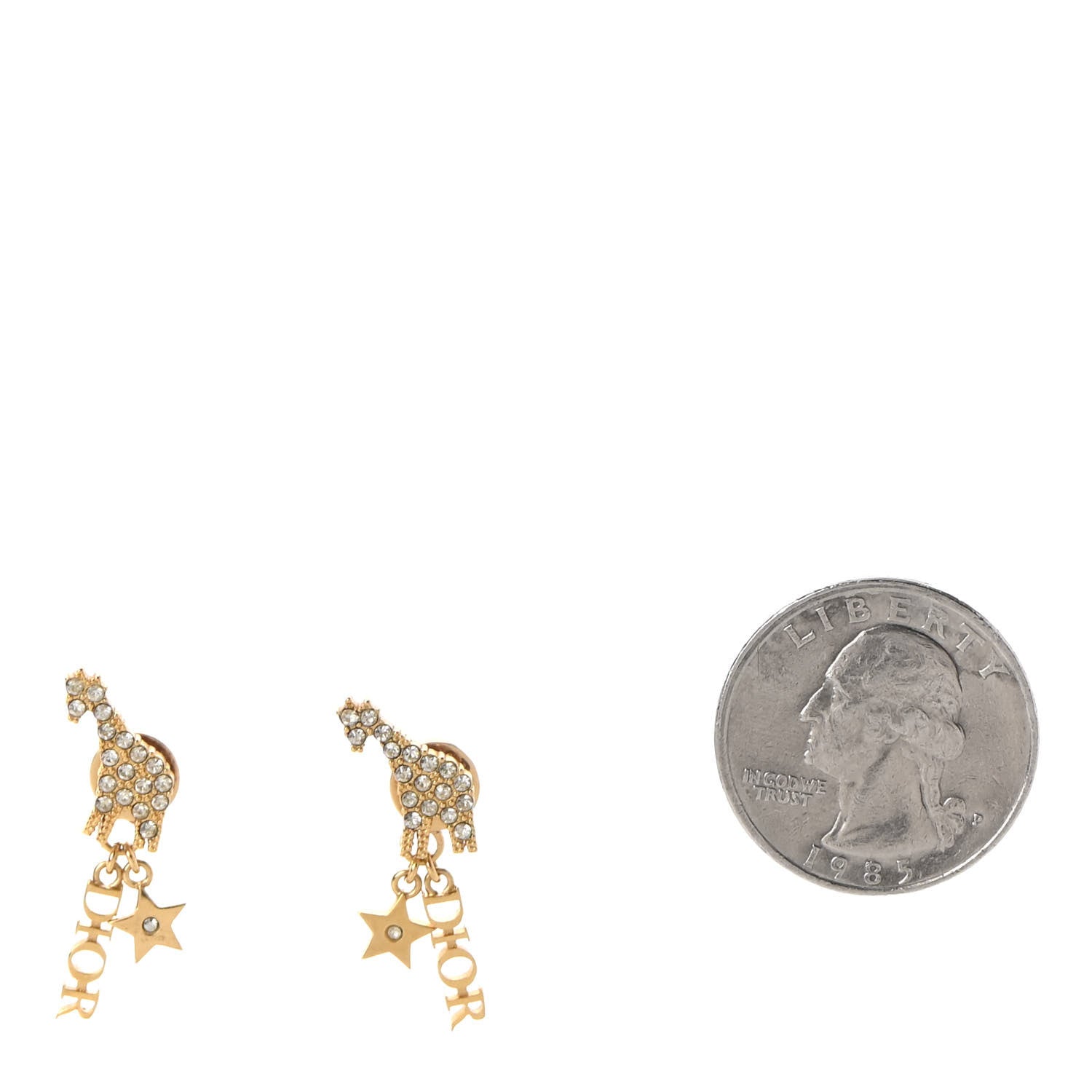 Christian Dior Crystal Diorable Giraffe Logo Earrings Gold 2 of 5
