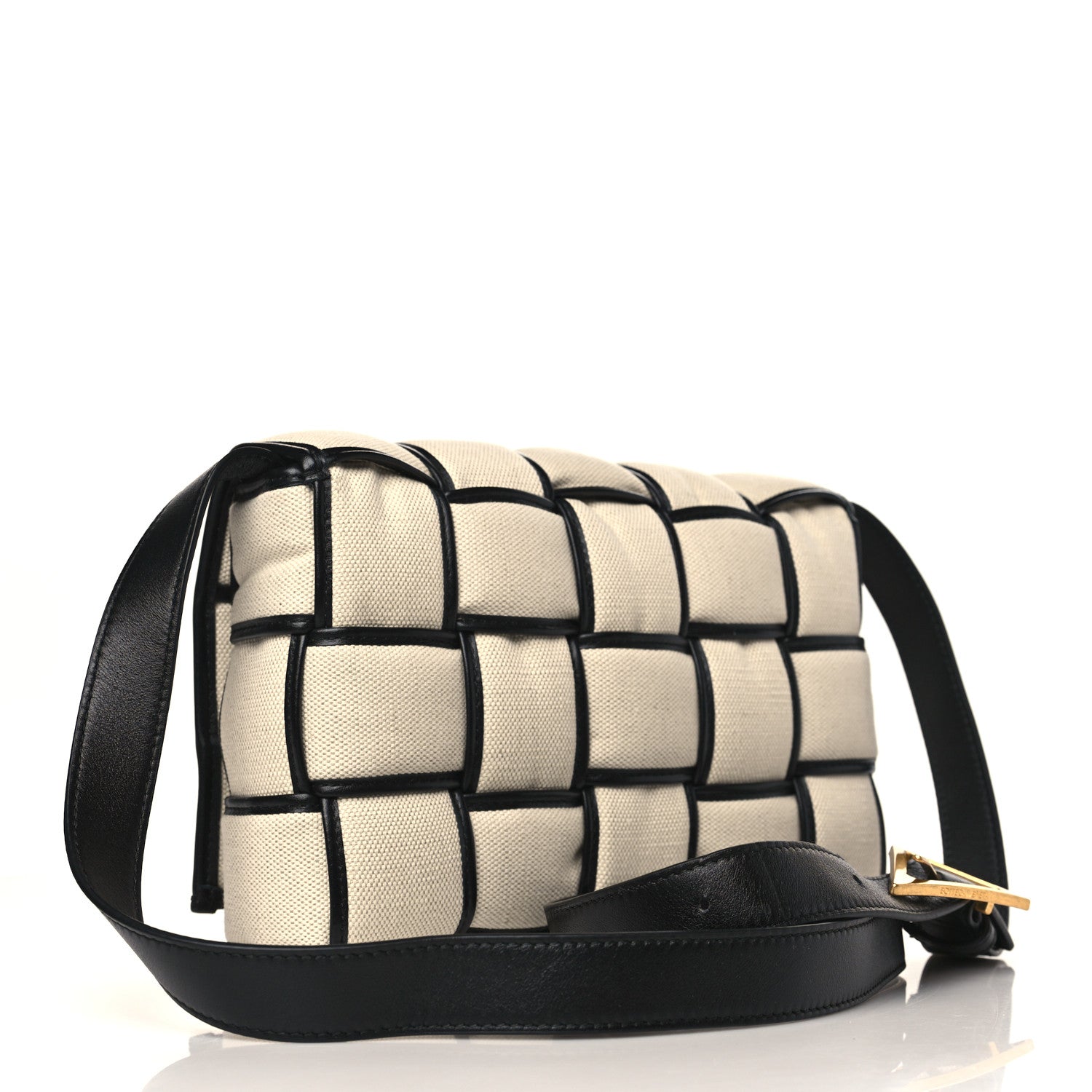 Bottega Veneta Canvas Intrecciato Padded Cassette Crossbody Bag Natural Black 3 of 9