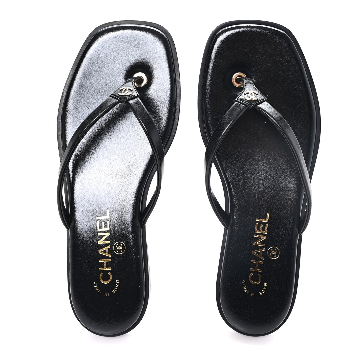 Goatskin CC Times Square Thong Sandals 37 Black