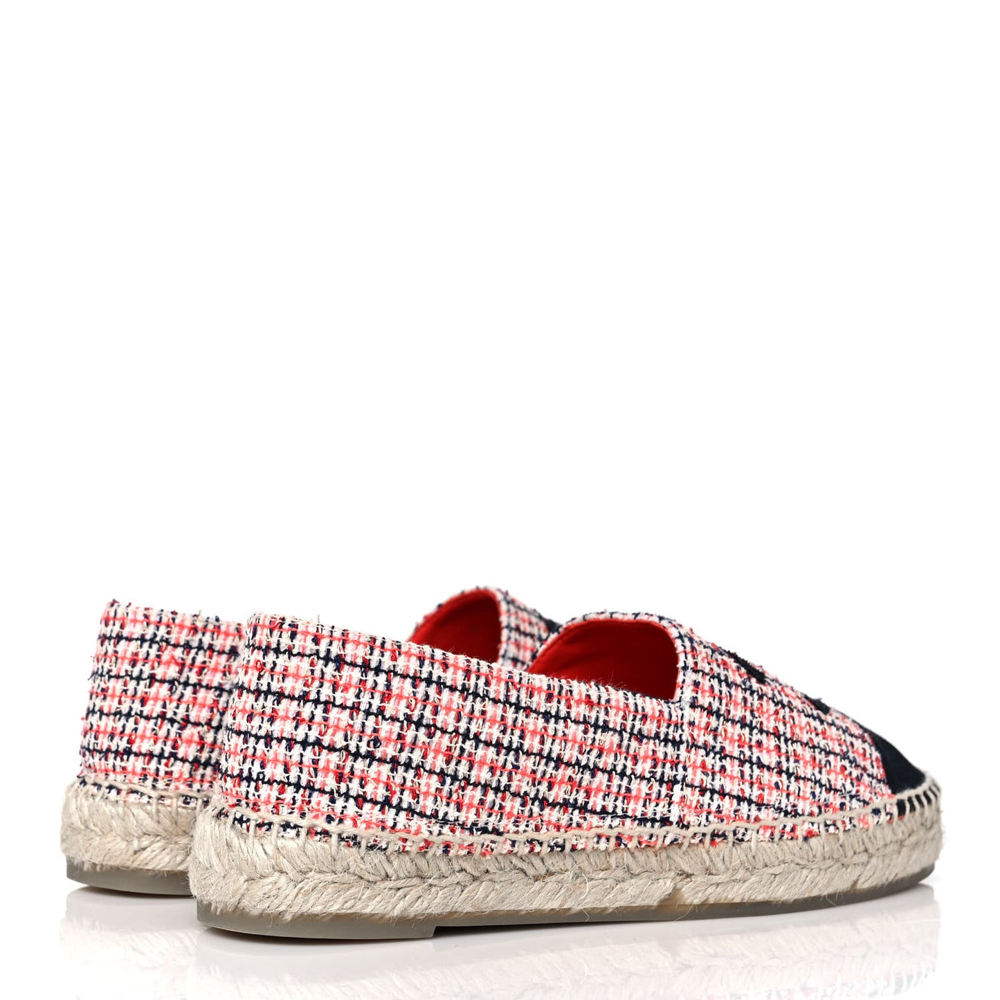 Tweed Grosgrain CC Espadrilles 36 Red Black White